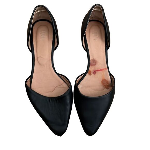 J jill black leather pointed toe flats - Picture 1 of 4